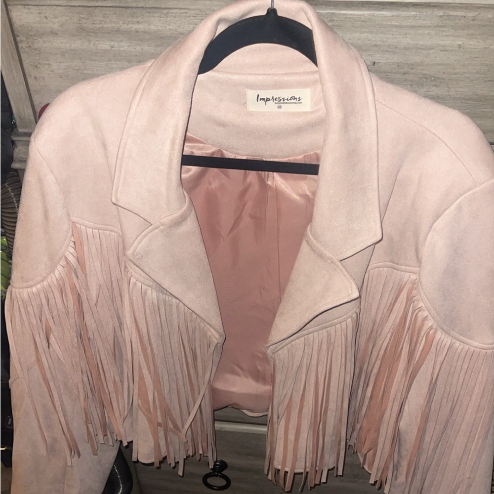 Pink Suede Fringe Jacket